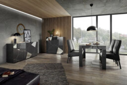 FurniComp LTD Furnicomp Giulia 2 Door Grey Gloss Tall Sideboard/highboard With Mirrors - thumbnail 4
