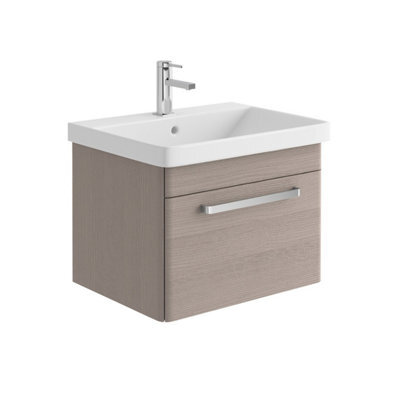 Plum&clay Emery Textured Grey Wall Hung Bathroom Vanity Unit & Basin Set With Chrome Handles (W)60Cm (H)46Cm - image 1