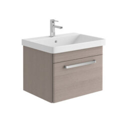 Plum&clay Emery Textured Grey Wall Hung Bathroom Vanity Unit & Basin Set With Chrome Handles (W)60Cm (H)46Cm - thumbnail 1