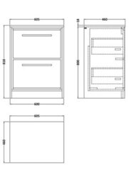 Hudson Reed Lille Floor Standing 2 Drawer Countertop Vanity Unit & Worktop, Graphite Woodgrain, 605 X 460 mm - thumbnail 4