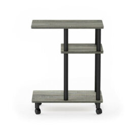 Walplus Furinno Turn-N-Tube U Shape Sofa Side Table With Casters, French Oak Grey/black - thumbnail 5