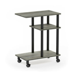 Walplus Furinno Turn-N-Tube U Shape Sofa Side Table With Casters, French Oak Grey/black - thumbnail 4