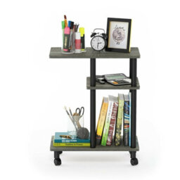 Walplus Furinno Turn-N-Tube U Shape Sofa Side Table With Casters, French Oak Grey/black - thumbnail 3