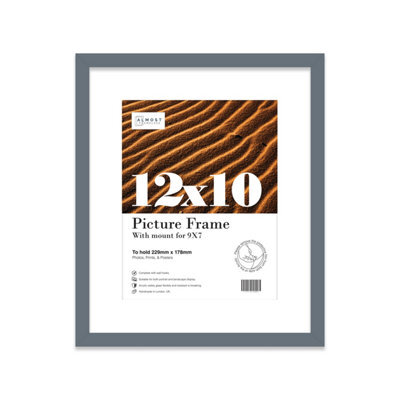 "12X10"" Grey Frame With Mount For 9X7"" Pictures 20mm Slim Edge Portrait And Landscape Display With Wall Hooks And Kickstand" - image 1