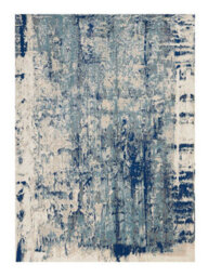 Ivory Blue Rug, Anti-Shed Abstract Rug With 10mm Thick, Luxurious Modern Rug For Bedroom, & Dining Room-66 X 229Cm (Runner) - thumbnail 1