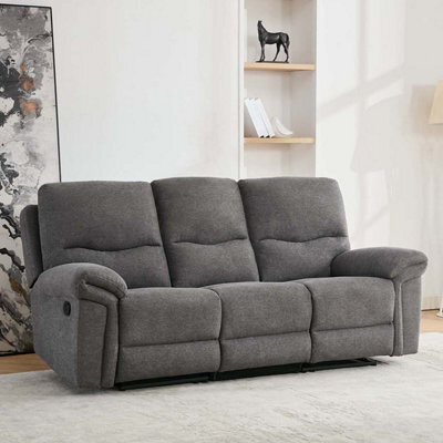 More4Homes Fosse 3 Seater Manual Recliner Fabric Modern Living Sofa Dark Grey - image 1