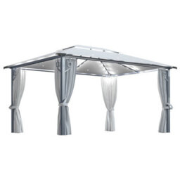 Berkfield Gazebo With Curtain&led String Lights 4X3 M Cream Aluminium - thumbnail 2