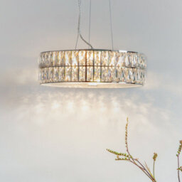 Led Ceiling Pendant Light 25W Warm White Chrome & Crystal Feature Lamp Shade - thumbnail 5