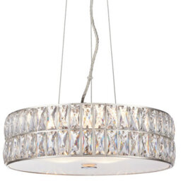 Led Ceiling Pendant Light 25W Warm White Chrome & Crystal Feature Lamp Shade - thumbnail 1