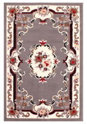Traditional Grey Bordered Floral Rug For Dining Room-120Cm (Circle) - thumbnail 7