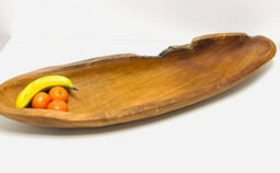My Square Mile Rustic Wooden Serving Or Display Bowl Carved From Teak Roots (Long Bowl 90Cm)