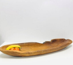 My Square Mile Rustic Wooden Serving Or Display Bowl Carved From Teak Roots (Long Bowl 90Cm) - thumbnail 2