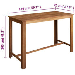 Berkfield Bar Table And Stool Set 7 Pieces Solid Acacia Wood - thumbnail 5