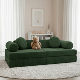 Living Room Upholstered Bench With Foam Core, Freestanding Design Plus Loose Back Cushions 130 X 65 X 43 Green - thumbnail 1