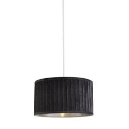 Lighting Collection Busan Grey With Metallic Silver Inner Pleated Velvet 30Cm Shade