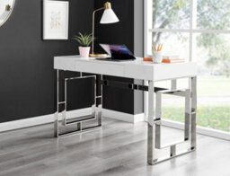 Furniturebox Uk Cambridge White High Gloss Dresser/ Office Desk - thumbnail 1