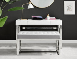 Furniturebox Uk Cambridge White High Gloss Dresser/ Office Desk - thumbnail 7