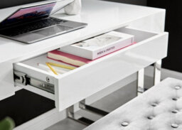 Furniturebox Uk Cambridge White High Gloss Dresser/ Office Desk - thumbnail 3