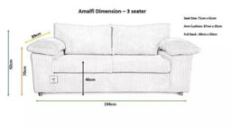 Sofa Scene 2  Seater Amalfi Sofa Set, Mink Jumbo Cord Fabric Sofas - thumbnail 2