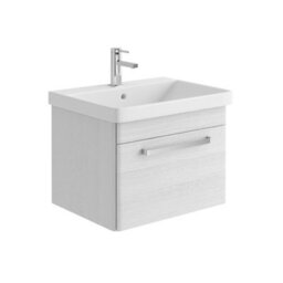 Plum&clay Emery Textured White Wall Hung Bathroom Vanity Unit & Basin Set With Chrome Handles (W)60Cm (H)46Cm