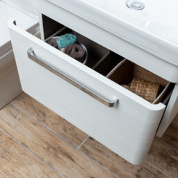 Plum&clay Emery Textured White Wall Hung Bathroom Vanity Unit & Basin Set With Chrome Handles (W)60Cm (H)46Cm - thumbnail 5