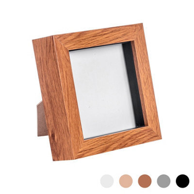"Nicola Spring 4 X 4"" Photo Frame - Dark Wood - 3D Photo Frame Picture Frame Box Portrait Display Case (12.5 X 12.5Cm)" - image 1