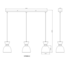 Luminosa Lighting Luminosa Massey Bar Pendant Ceiling Light White Matt Opal Glass Shade 3X E14 - thumbnail 7