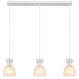 Luminosa Lighting Luminosa Massey Bar Pendant Ceiling Light White Matt Opal Glass Shade 3X E14 - thumbnail 3