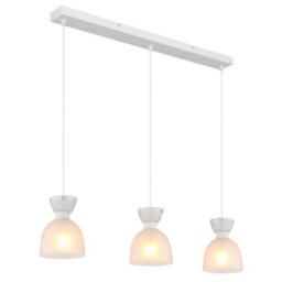 Luminosa Lighting Luminosa Massey Bar Pendant Ceiling Light White Matt Opal Glass Shade 3X E14 - thumbnail 1