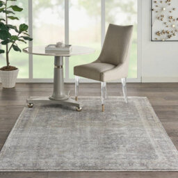 Silver Cream Luxurious Traditional Bordered Floral Rug Easy To Clean Living Room And Bedroom-259Cm X 351Cm - thumbnail 1