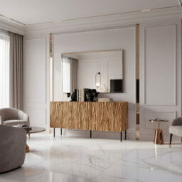 Jungle 152Cm Modern Sideboard Oak Wotan And Black Cabinet With Metal Legs And Push To Open System - thumbnail 1