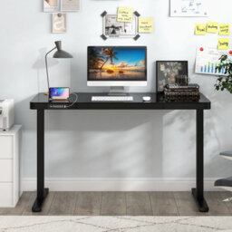 Costway 120 X 60 Cm Electric Standing Desk W/ Drawers Whole-Piece Glass Computer Desk - thumbnail 4