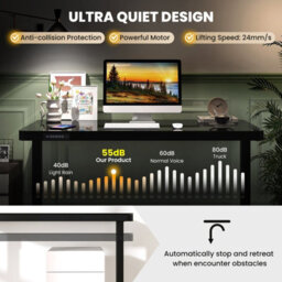 Costway 120 X 60 Cm Electric Standing Desk W/ Drawers Whole-Piece Glass Computer Desk - thumbnail 8