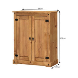 Shoe Rack Cupboard 2 Door Storage Cabinet Solid Wood Mexican Pine Wooden - thumbnail 4