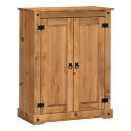 Shoe Rack Cupboard 2 Door Storage Cabinet Solid Wood Mexican Pine Wooden - thumbnail 3