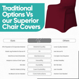 Neel Blue Front Flat Chair Cover For Wedding Decoration, Burgandy - Pack Of 10 - thumbnail 4