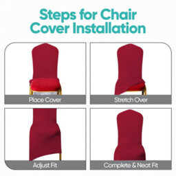 Neel Blue Front Flat Chair Cover For Wedding Decoration, Burgandy - Pack Of 10 - thumbnail 5