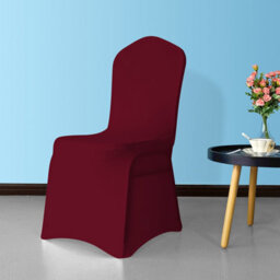 Neel Blue Front Flat Chair Cover For Wedding Decoration, Burgandy - Pack Of 10