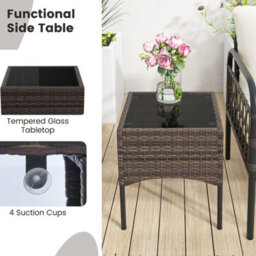 Costway 5 Piece Garden Furniture Set Patio Wicker Chairs Table Set W/ Ottomans - thumbnail 8