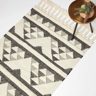 Homescapes Kota Black & Grey Kilim Wool Rug 120 X 170 Cm - image 1
