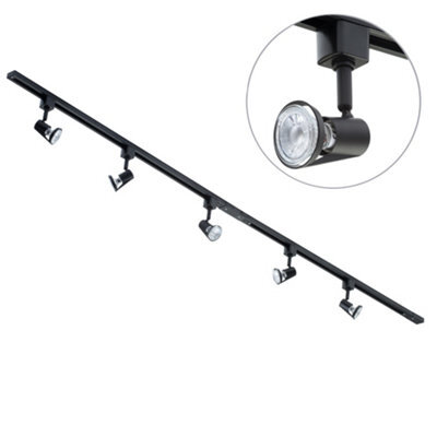 Litecraft Harlem Black 5 Head 2M Straight Kitchen Ceiling Light With Led Bulbs - image 1