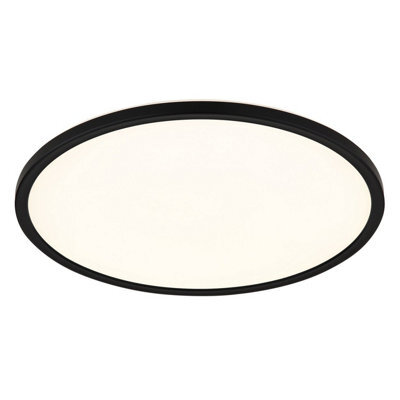 Luminosa Lighting Luminosa Sapana 42Cm Round Flush Ceiling Light Black Ip44 Led 3000K - image 1
