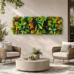 Sunflower 2 Green Artificial Hedge Panels, Plant Wall Backdrop For Indoor & Outdoor Decor - thumbnail 1