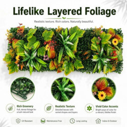 Sunflower 2 Green Artificial Hedge Panels, Plant Wall Backdrop For Indoor & Outdoor Decor - thumbnail 5
