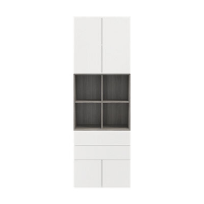 GoodHome Atomia Freestanding Grey & White Oak Effect Office & Living Storage - image 1