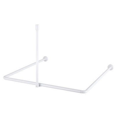 Cooke & Lewis Nira White Non-Extendable Angled Shower Curtain Rod (L)90Cm