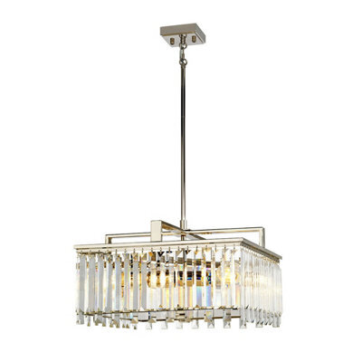 Elegant 4 Bulb Crystal Chandelier With Polished Nickel Finish For Led Lighting - image 1