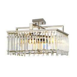 Elegant 4 Bulb Crystal Chandelier With Polished Nickel Finish For Led Lighting - thumbnail 3