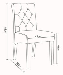 Set Of 6 Grey Velvet Scroll Top Dining Chair - Modern Dining Room Furniture - thumbnail 3
