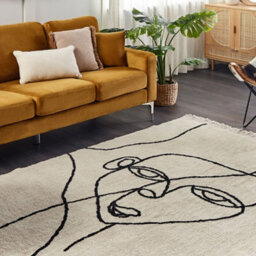 Beliani Aurora Home Area Rug Beige And Black Cotton 140 X 200 Cm Tasselled Boho Modern - thumbnail 2